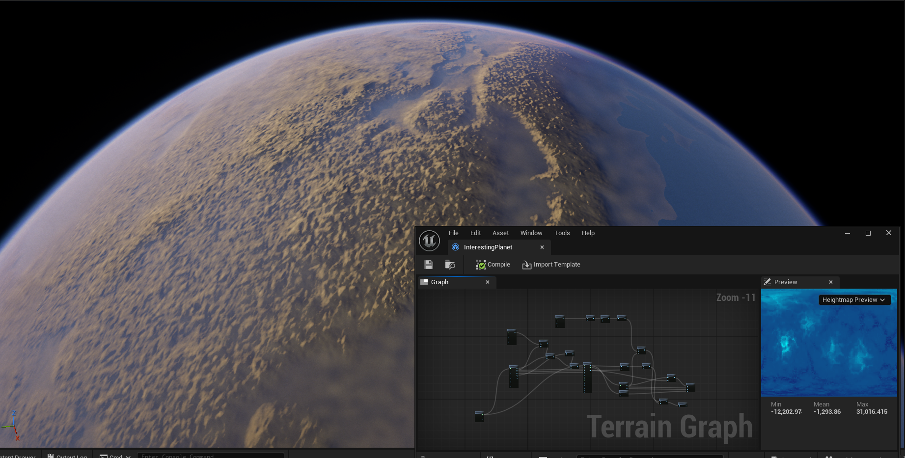A planet and terrain tools in Metaplanets Creator inside Unreal Engine 5.