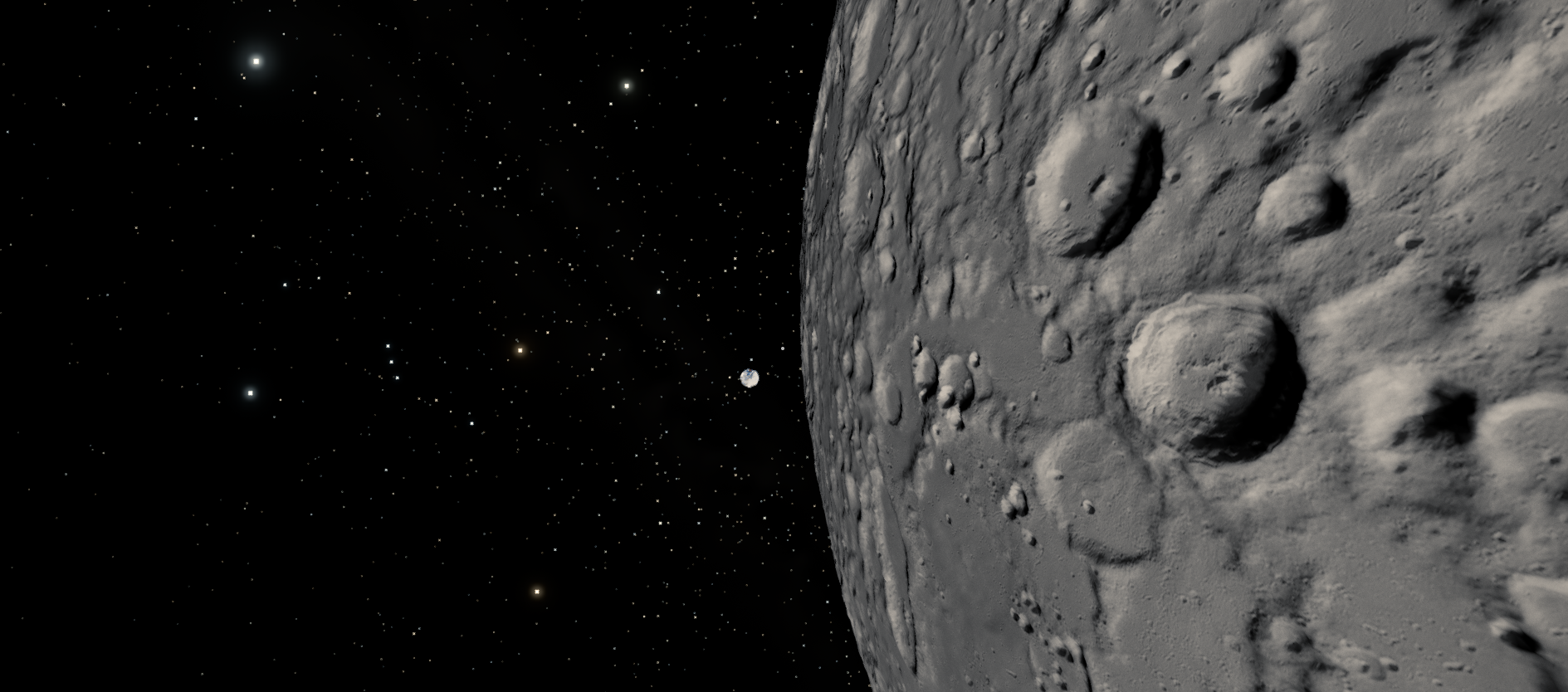 The Moon in Project Earth, with Earth visible against the stars.